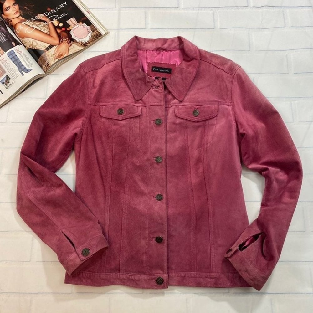 For Joseph Suede Button Down Pink Jacket Shirt